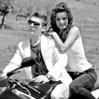 couple on a motorbike